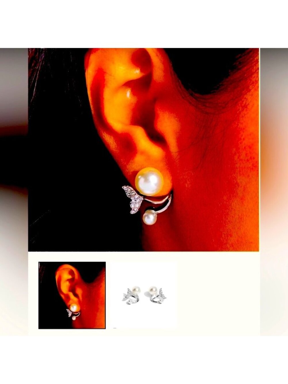 🧜🏻♀️⚪️🧜🏼♂️MY MERMAID❗️PAPARAZZI “MODULAR MERMAID” WHITE POST EARRINGS❗️ - Picture 3 of 4